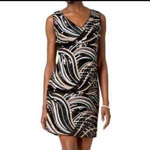 NWT Metallic Sequin Cocktail Evening Midi Dress